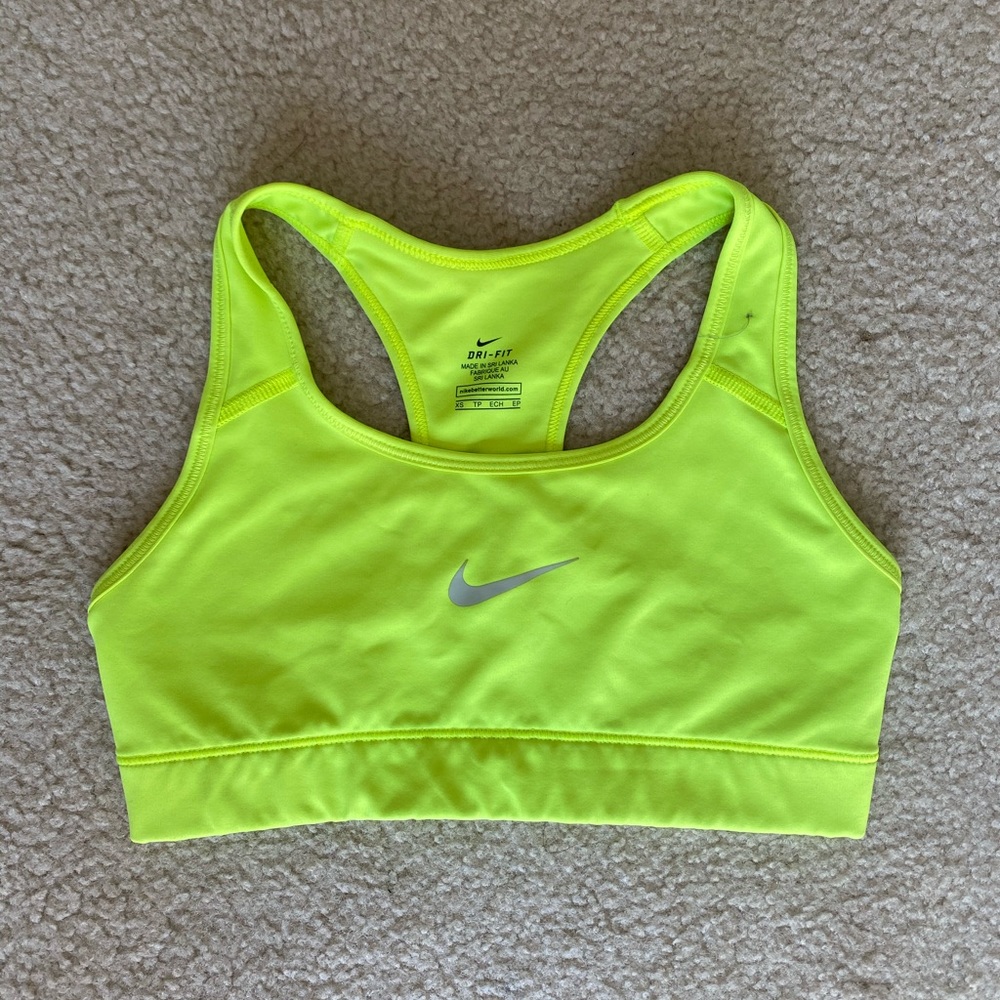 neon nike sports bra